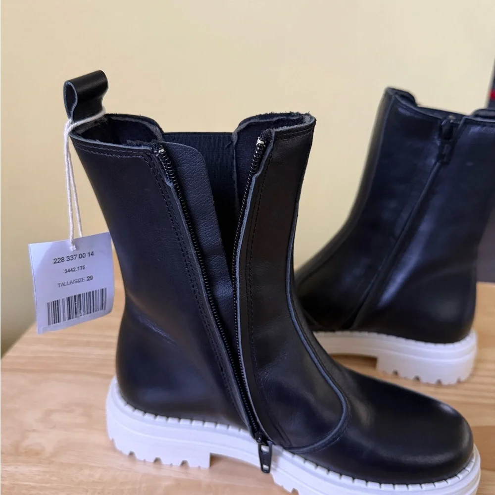 Nano Black and White Ankle Boots with Chunky Platform size29 for girls